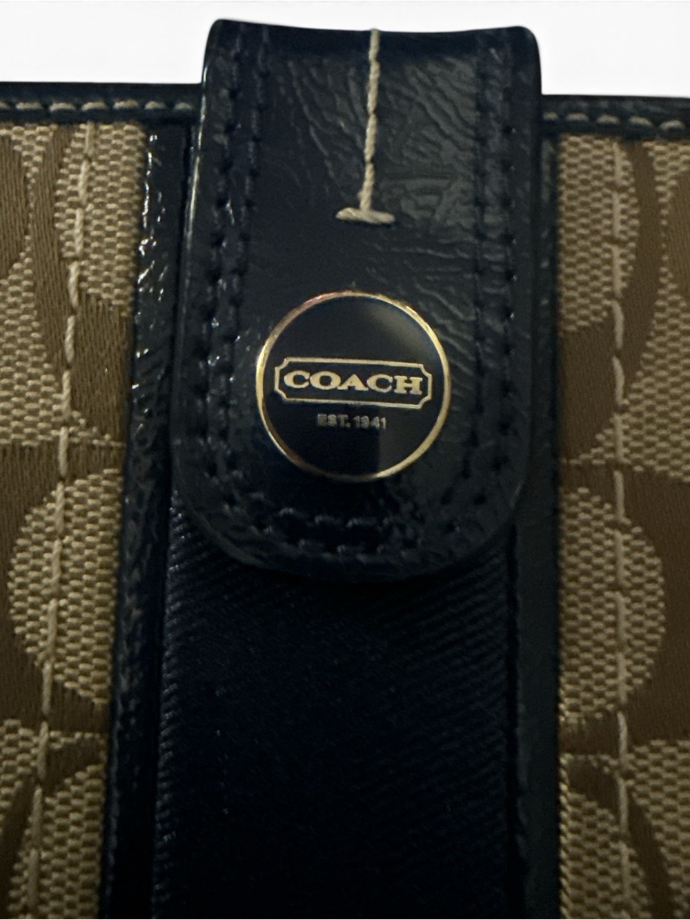Coach Signature Canvas Wallet in Khaki and Navy - Picture 3 of 5